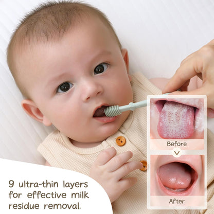 Moonkie Baby Finger Toothbrush Tongue Oral Cleaner Kit for 3 Months +, 3 Pcs (Clay/Ivory/Clay)