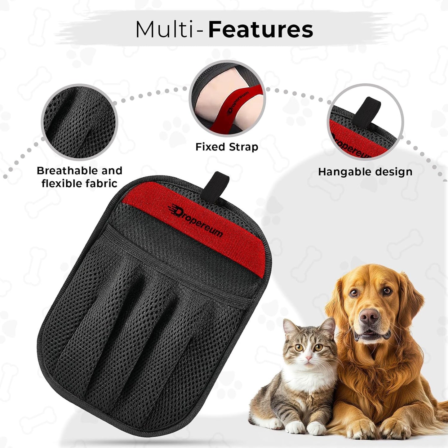 Pet Hair Remover Glove (2 Pack) – Reusable Electrostatic Pet Hair Removal Mitt for Couch, Carpet, Car Seat & Laundry – Cat & Dog Fur Cleaning Tool for Furniture