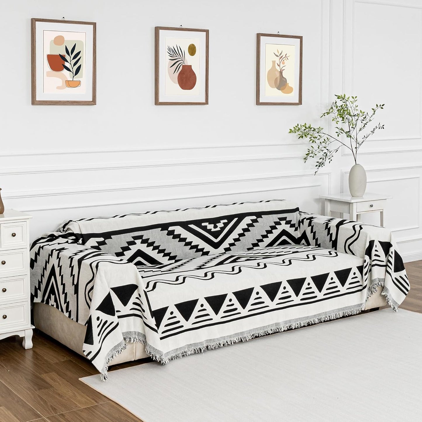 MYSKY HOME Couch Cover for Dogs, Washable Couch Covers, Non Slip Sofa Cover, Couch Cover 2 Cushion Sofa Dogs Furniture Protector with Tassels, Chenille Sofa Slipcover for Pets, 71"x118", Dark Grey