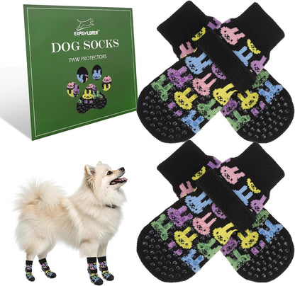 EXPAWLORER Anti Slip Dog Socks to Prevent Licking Paws, Dog Shoes for Hot Pavement, Dog Booties for Small Medium Large Senior Dogs, Traction Control Boots & Paw Protectors for Hardwood Floors