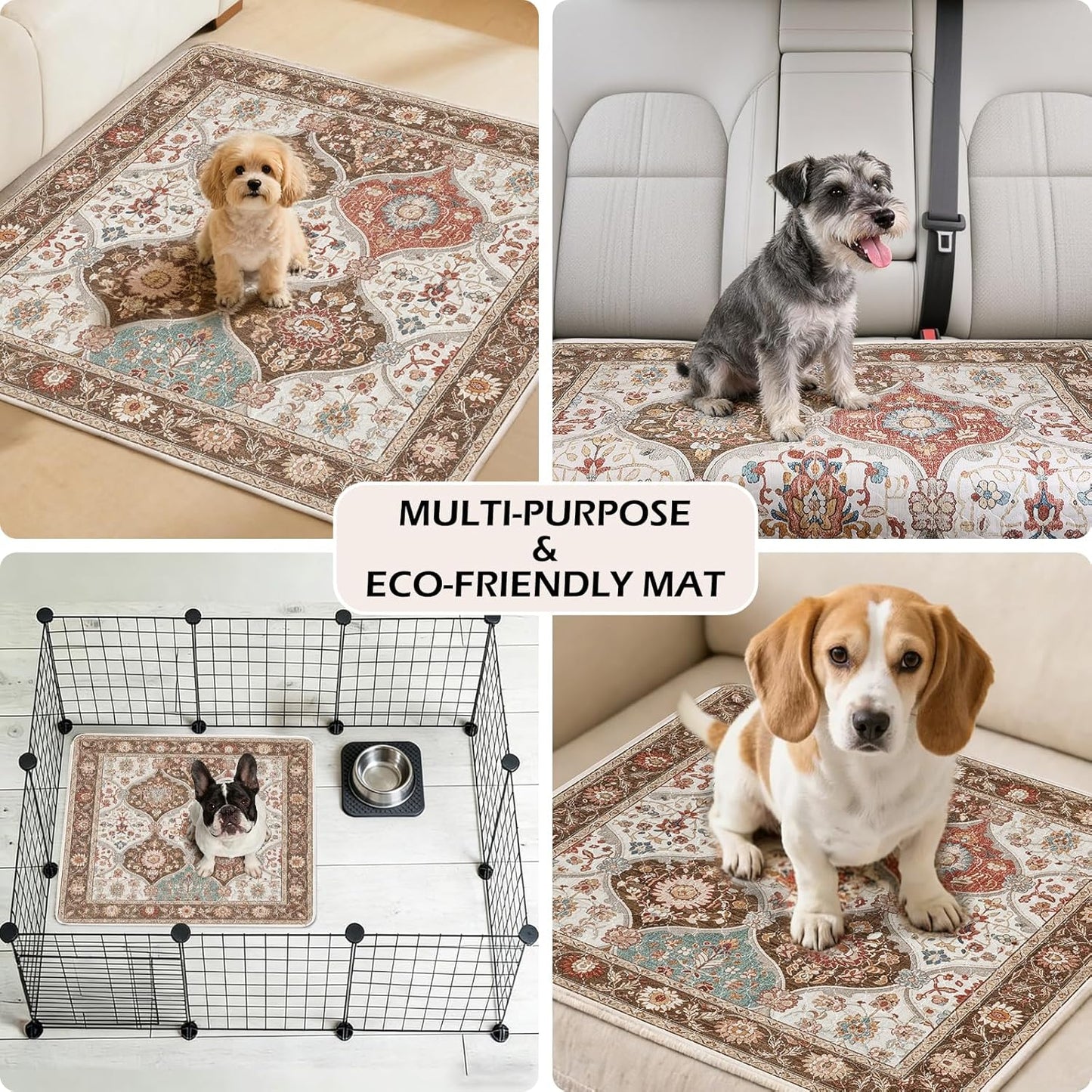 INVENHO Washable Pee Pads for Dogs 72"x72" Reusable Dog Pads Extra Large Upgrade Non-Slip Dog Pee Pads Heavy Absorbency Puppy Pee Pads Quick Dry Whelping Pads/Waterproof Puppy Training Pad