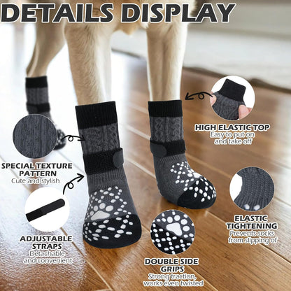 EXPAWLORER Anti Slip Dog Socks to Prevent Licking Paws, Dog Shoes for Hot Pavement, Dog Booties for Small Medium Large Senior Dogs, Traction Control Boots & Paw Protectors for Hardwood Floors