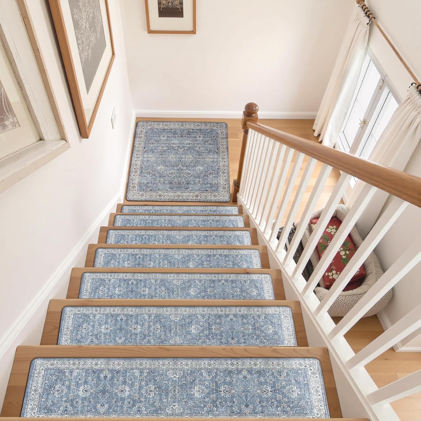 OJIA Extra Non-Slip Stair Treads for Wooden Steps 15PCS, 30"X8" Rubber Indoor Stair Runner Slip Resistant Stair Rugs Safety Mats for Dogs, Kids & Elders, Stairway Grip Step Treads, Gray