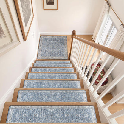 OJIA Extra Non-Slip Stair Treads for Wooden Steps 15PCS, 30"X8" Rubber Indoor Stair Runner Slip Resistant Stair Rugs Safety Mats for Dogs, Kids & Elders, Stairway Grip Step Treads, Gray
