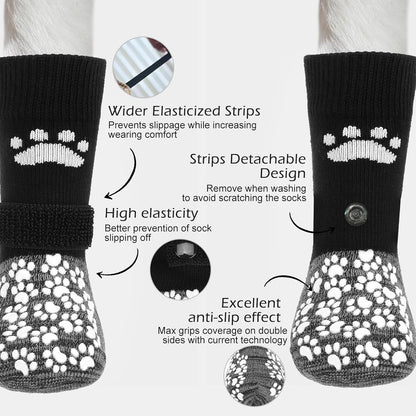 EXPAWLORER Anti Slip Dog Socks to Prevent Licking Paws, Dog Shoes for Hot Pavement, Dog Booties for Small Medium Large Senior Dogs, Traction Control Boots & Paw Protectors for Hardwood Floors