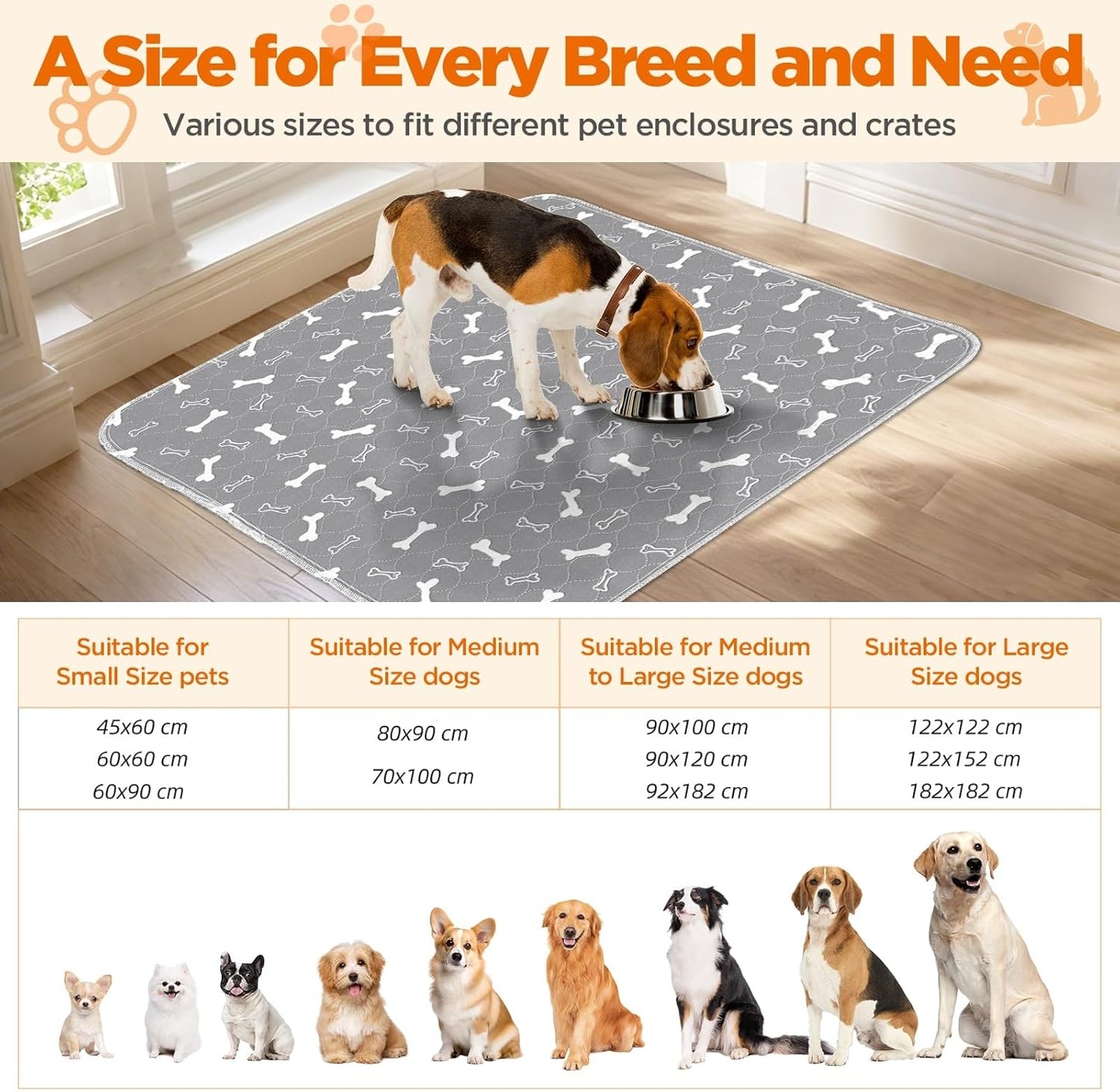 Washable Pee Pads for Dogs, 2Pack Reusable Puppy Pads, Fast Absorbent Dog Pee Pads for Crate Pet Training Pads, Waterproof Whelping Pads for Dogs Bed Mat Crate Indoor (Grey, 18x24)