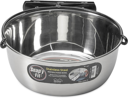 MidWest Homes for Pets Snap'y Fit Stainless Steel Food or Water Bowl, Holds 1 Quart, Mounts to Wire Crates, No-Tip Design, Rust-Resistant, for Dogs and Cats