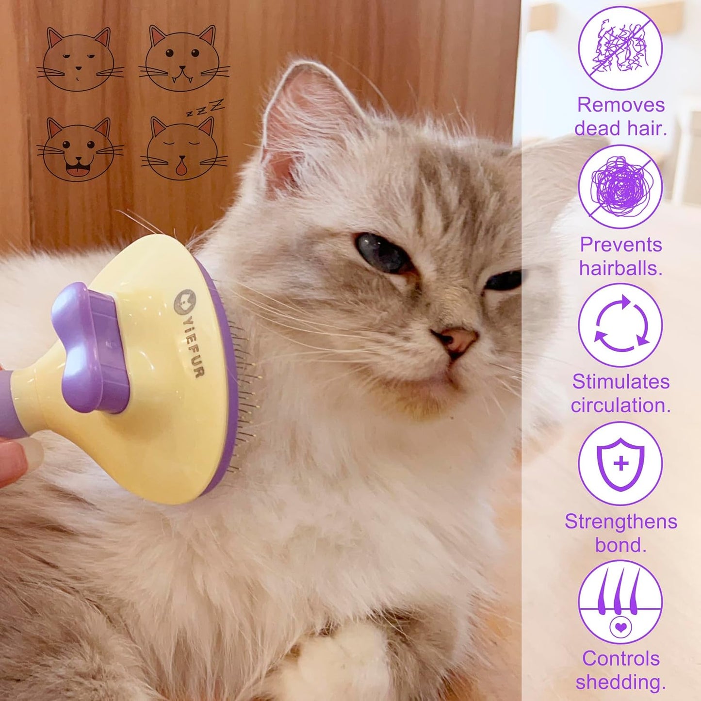Cat Hair Brush,Cat Brush for Shedding,Soft Silicone Self Cleaning Brushes for Short and Long Haired Cats for Grooming and Shedding