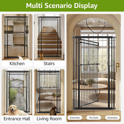 78.8" Extra Tall Cat Gate, 32.8-37.4" Wide Tall Dog Gate for Doorways/Hallways, NO Drilling Pressure Mounted Pet Gate for Stairs, Studio, Kitchen (White)