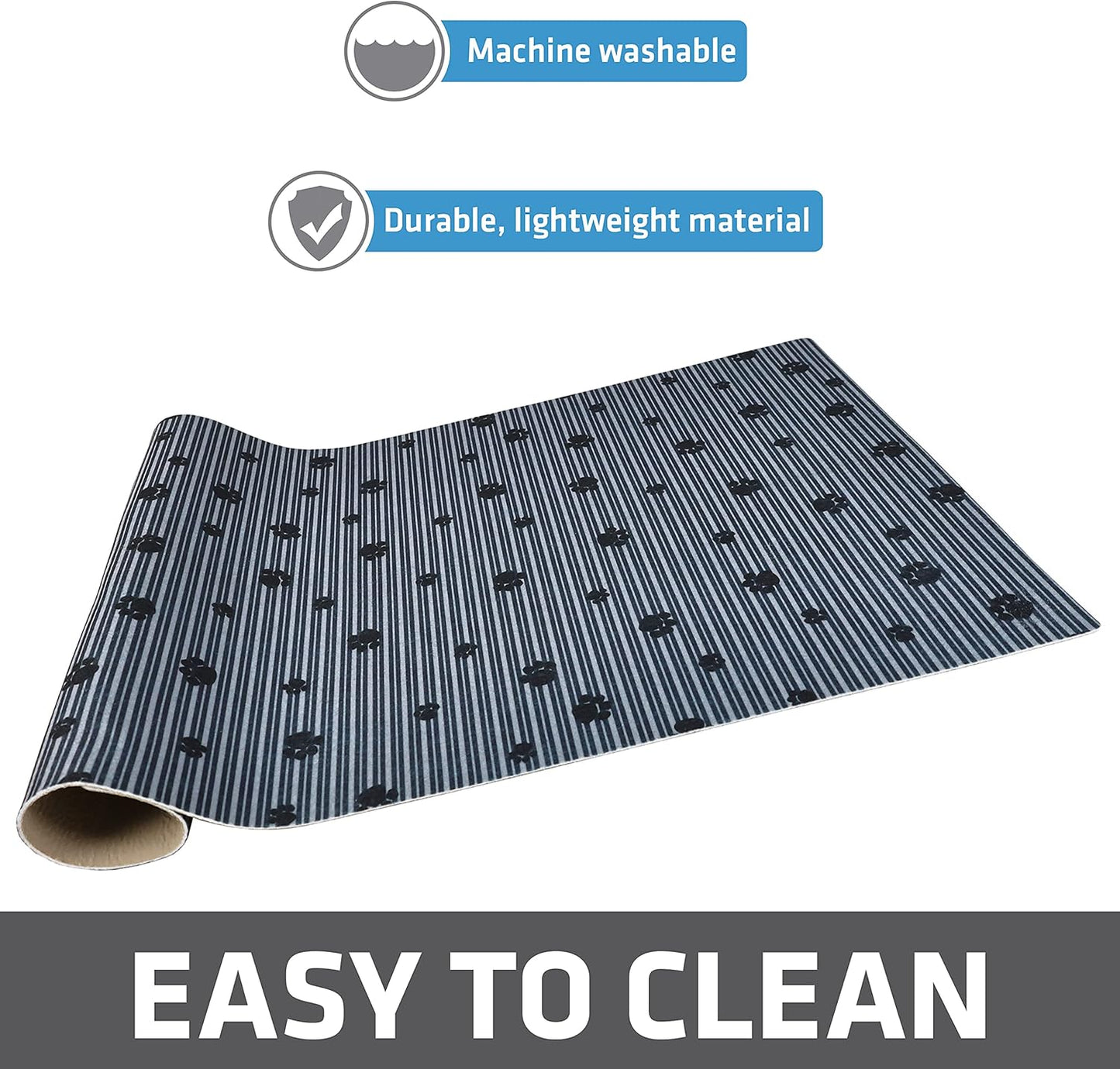 Drymate Pet Bowl Placemat, Dog & Cat Food Feeding Mat - Absorbent Fabric, Waterproof Backing, Slip-Resistant - Machine Washable/Durable (USA Made) (12” x 20”) (Indigo)