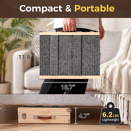 Foldable Dog Ramp for Bed & Couch, Portable Dog Stairs for Small Dogs with 4 Adjustable Heights from 9.25'' to 17.72", Wooden Pet Ramp Steps with Non-Slip Pad for Sofa