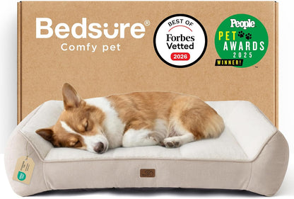 Bedsure SupportMax™ XL Pro Orthopedic Dog Beds Large Sized Dog - Extra Thick Supportive Dogs Couch with Waterproof Washable Cover, Extra Large Comfort Pet Sofa with Sherpa & Nonskid Bottom, Grey, 45"