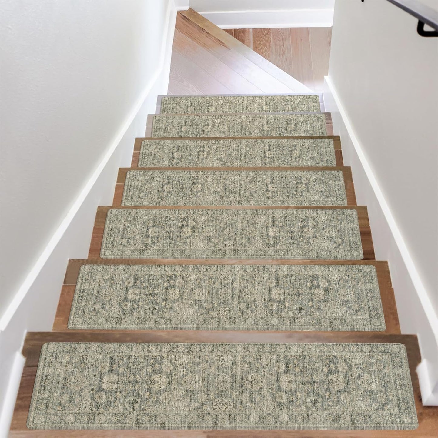 OJIA Extra Non-Slip Stair Treads for Wooden Steps 15PCS, 30"X8" Rubber Indoor Stair Runner Slip Resistant Stair Rugs Safety Mats for Dogs, Kids & Elders, Stairway Grip Step Treads, Gray