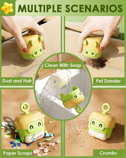 2Pcs Mini Lint Remover Roller, Reusable Lint Gel Roller, Washable Pet Dog Cat Hair Remover for Clothing, Pet Hair, Dust, Lint, Travel and Home Use(Green+Beige)