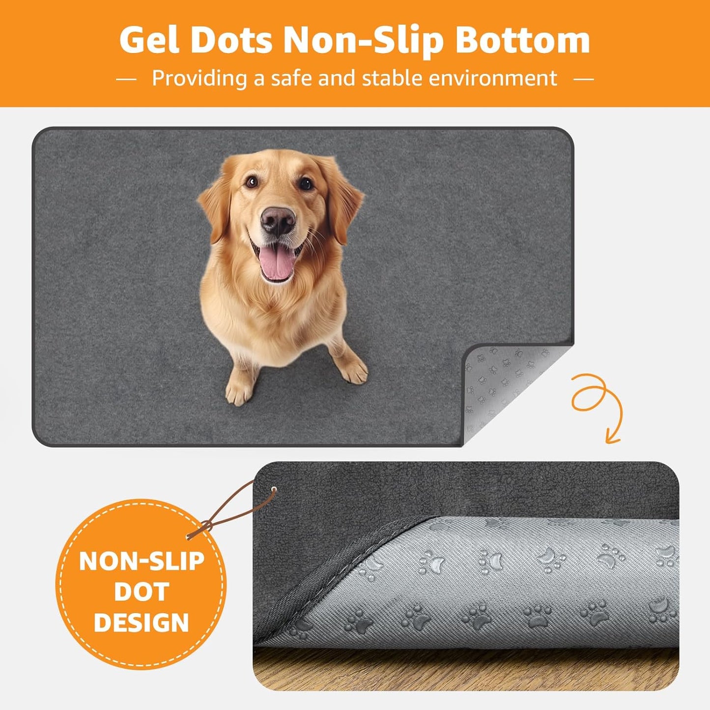 Dog Pee Pad Washable Extra Large, Instant Absorb Thicker Training Pads Non-Slip Pet Playpen Mat, Waterproof Reusable Floor Mat Ideal for Puppy Senior Dog Whelping Incontinence Housebreaking 65x48 Inch