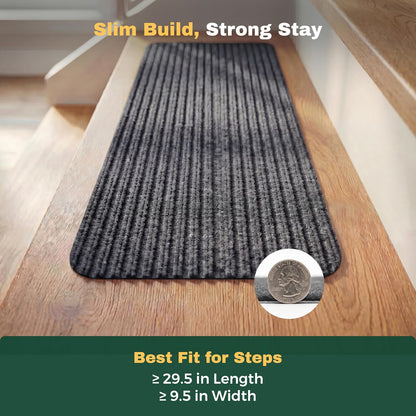 MBIGM 8" X 30" (15 in Pack) Nonslip Carpet Stair Treads Non-Skid Safety Rug Slip Resistant Indoor Runner for Kids Elders & Pets with Reusable Adhesive - Brown - Non Slip Stair Treads Indoor