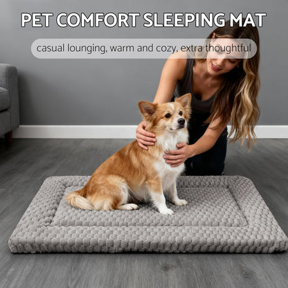 Dog Bed Mat, Reversible Crate Pad & Cute Dog Bed - Machine Washable Kennel Mat with Ultra Soft for Small Dogs (Cool/Warm), 24" x 18", Grey&Star