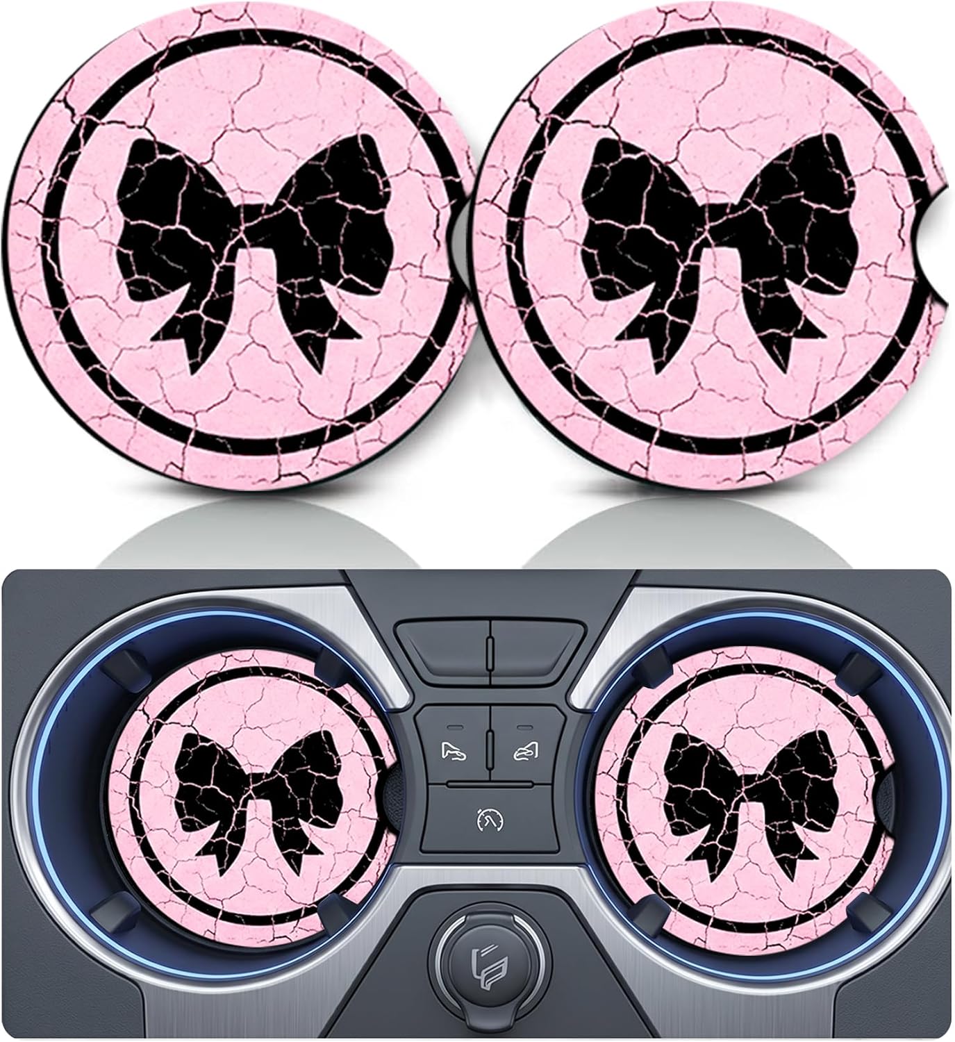 2PCS Dog Paw Print Car Cup Holder Coasters, Cars Coasters for Cup Holders, Anti Slip Rubber Mat with Finger Slot, Dogs Car Accessories Interior Decor, Dog Lover Gifts for Women, Men