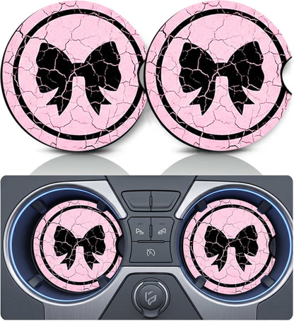 2PCS Dog Paw Print Car Cup Holder Coasters, Cars Coasters for Cup Holders, Anti Slip Rubber Mat with Finger Slot, Dogs Car Accessories Interior Decor, Dog Lover Gifts for Women, Men