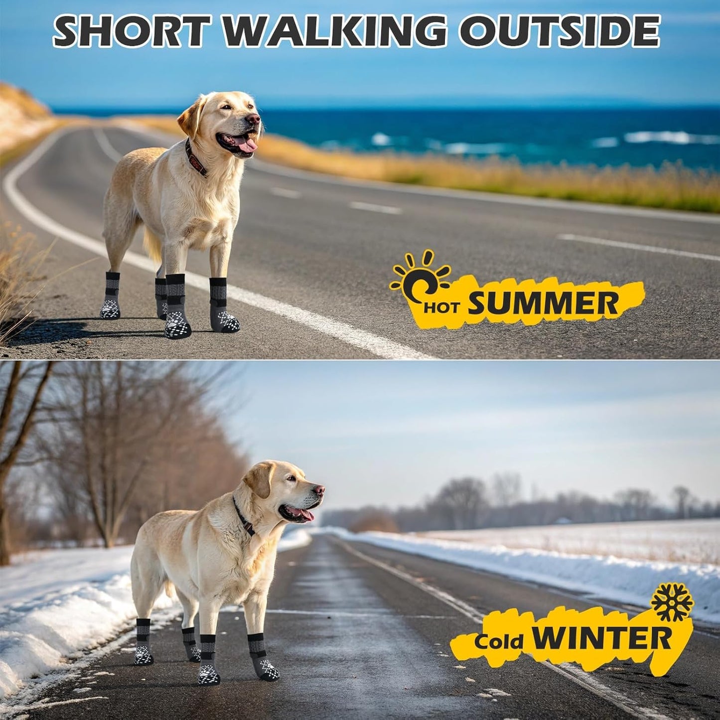EXPAWLORER Anti Slip Dog Socks to Prevent Licking Paws, Dog Shoes for Hot Pavement, Dog Booties for Small Medium Large Senior Dogs, Traction Control Boots & Paw Protectors for Hardwood Floors