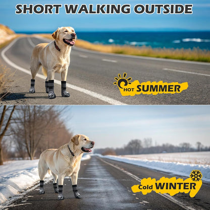 EXPAWLORER Anti Slip Dog Socks to Prevent Licking Paws, Dog Shoes for Hot Pavement, Dog Booties for Small Medium Large Senior Dogs, Traction Control Boots & Paw Protectors for Hardwood Floors