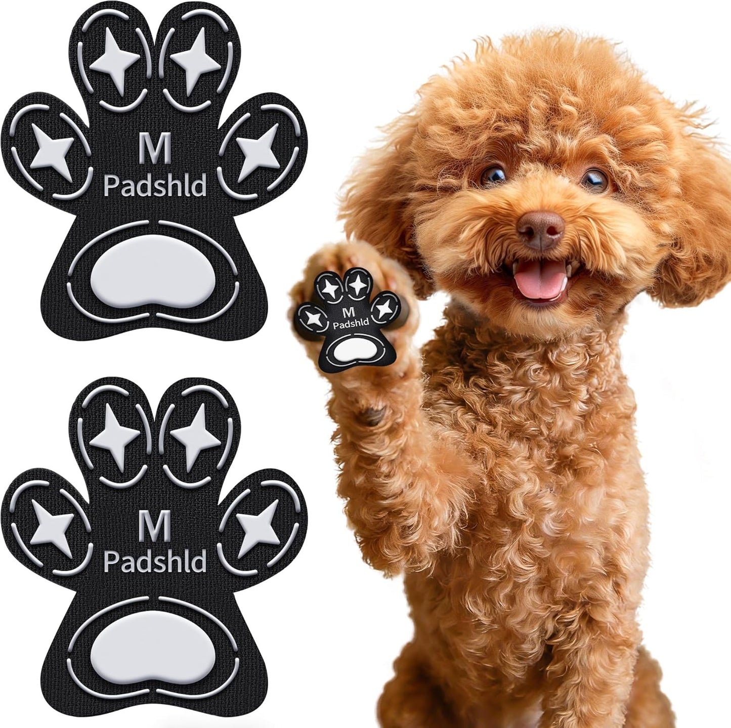 Dog Paw Protectors, Anti Slip Paw Pads for Dogs - Traction Grips for Senior Dogs & Puppies on Hardwood Floors, Paw Stickers for Dog Feet with Secure Grip 6 Sets (24 Pcs) M