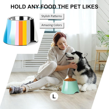 Dog Bowls,Cone Friendly Non Slip Single Dog Bowl with Stainless Steel Inner, Raised Bowls for Small Dogs Spaniel Dogs Long Ear, High Capacity, M/2 Cup Pink