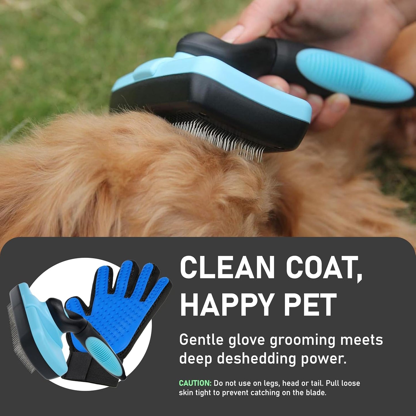 Maxpower Planet Hair Brush - Double Sided Shedding, Dematting Undercoat Rake for Dogs and Cats - Extra Wide Dog Grooming Brush, Reduce Shedding by 95%, Turquoise