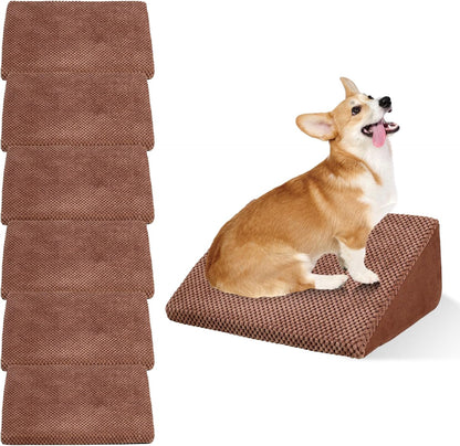 40D Dog Ramp for Stairs for Small & Senior Dogs and Cats – Non-Slip Stair Ramp for Dogs with Gentle Slope, Pet Ramp with Washable Cover & Self-Sticky Pads for Safe Climbing Easy Install(Grey, 3 Pack)