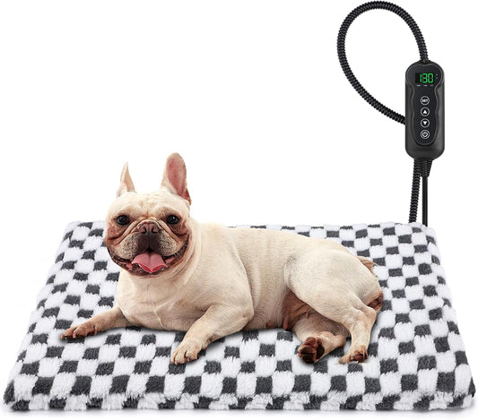 Heated Dog Bed, 11 Adjustable Temperature Dog Heating Pad Indoor with Timer, Pet Heated Mat for Dogs Cats, Electric Cat Heating Pad with Washable Cover, Heated Pet bed-28''x20'', Medium