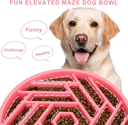 TOBYTO Slow Feeder Dog Bowls Large Medium Breed,Anti-Choking Slow Eating Dog Food Bowl,Non Slip Pet Slower Food Feeding Bowls Large Puzzle Slow Feeder Bloat Stop Maze Dog Dishes,Black