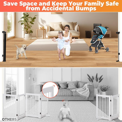 19.7ft Retractable Baby Gates Dog Gate - 236" Extra Wide Expandable Child Safety Gate,37" Tall Toddler Pet Mesh Gate with Reinforced Strips for Doorways,Stairs,Hallways,Outdoor & Indoor Large Openings