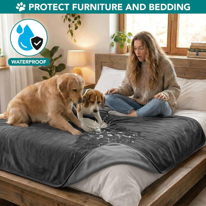 PetAmi Waterproof Dog Blanket for Medium Large Pets Dogs Cats, Pet Couch Cover Protector for Furniture, Reversible Washable Soft Fleece Cat Blanket for Bed Couch Sofa, 40x60 (Taupe/Beige)