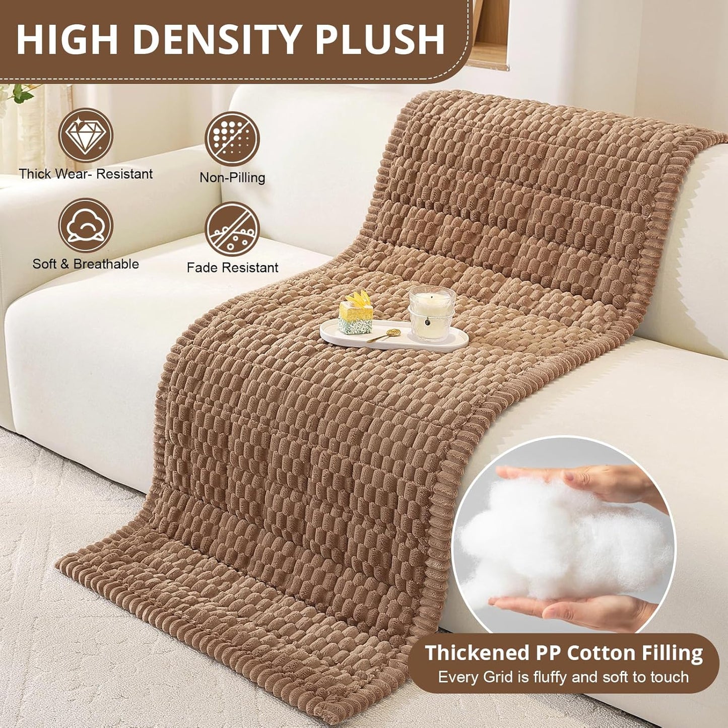 OstepDecor Couch Cover for Dogs, Washable Non Slip Sofa Cover for Pets, Soft Couch Covers for Sofa, Loveseat and Sectional, Furniture Protector Against Pet Hair & Scratches (27.6" x 27.6", Khaki)