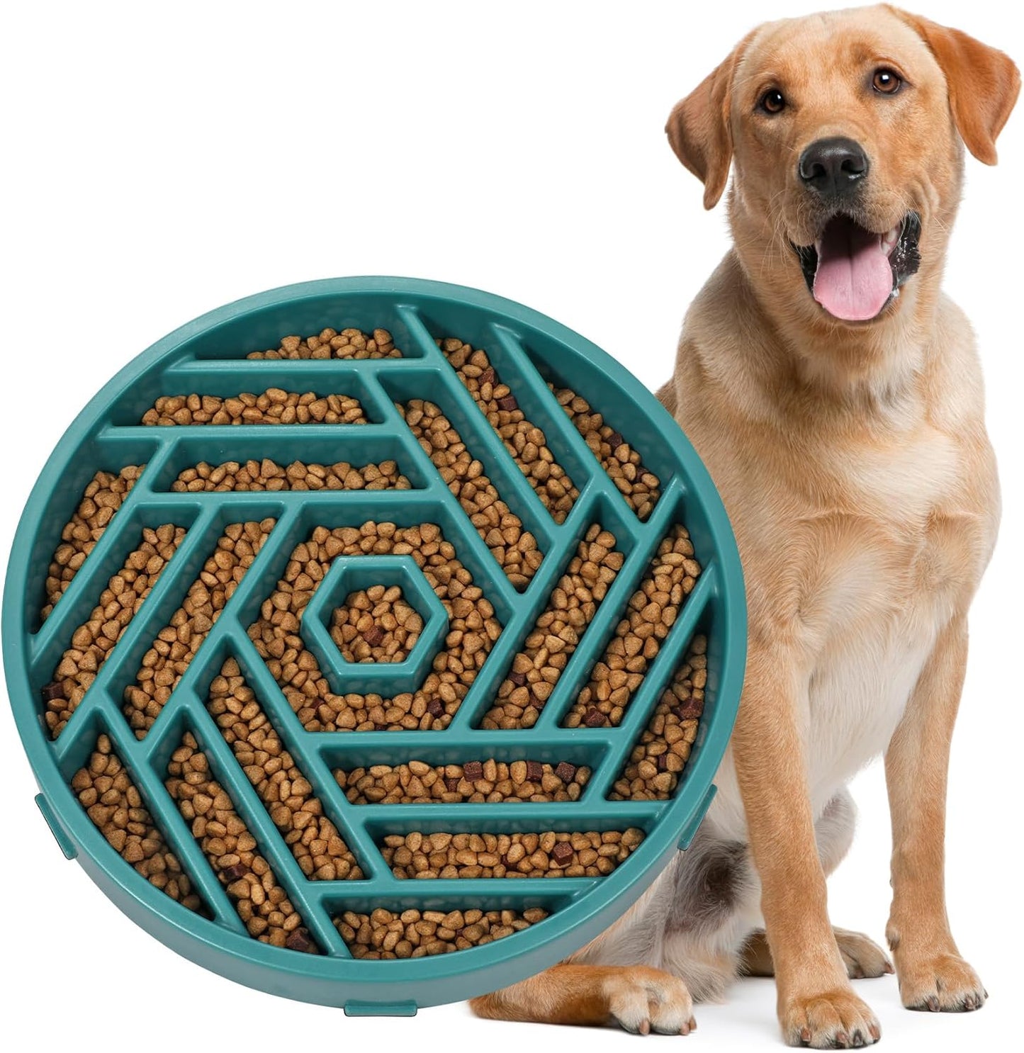 WHIPPY Slow Feeder Dog Bowl, Puzzle Maze Design to Slow Down Eating, 3-Cup Capacity, Anti-Gulping Food Bowl for Medium & Large Dogs,Black