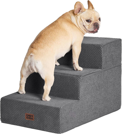 EHEYCIGA Dog Stairs for High Bed 22.5" H, 5-Step Dog Steps for Bed, Pet Steps for Small Dogs and Cats, Non-Slip Balanced Pet Ramp Indoor, Grey