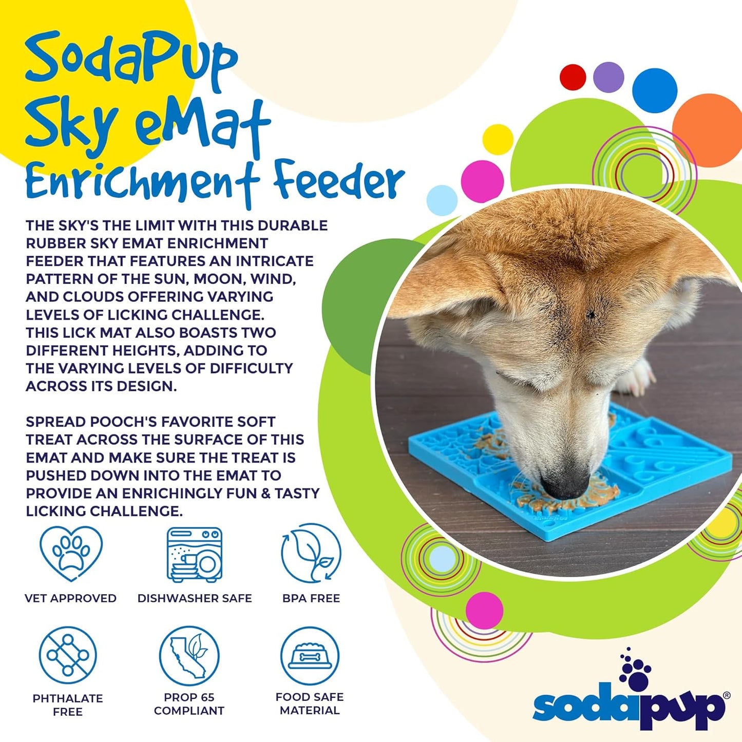 SodaPup Flower Power eMat – Durable Lick Mat Feeder Made in USA from Non-Toxic, Pet-Safe, Food Safe Rubber for Mental Stimulation, Avoiding Overfeeding, Fresh Breath, Digestive Health, & More