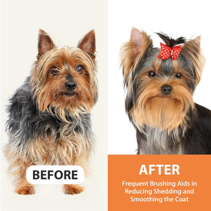 Dog Brush for Long Haired Dogs, 27mm Extra Long Metal Pin Dog Deshedding Brush and Comb Set, Short Haired Shedding Grooming Detail Pets Brush Set with Rubber Handle