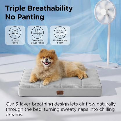Bedsure Dog Beds Large Sized Dog - Comfy Flat Pet Beds with Removable Washable Cover, Orthopedic Egg Crate Foam Puppy Mat, Suitable for Pet Up to 65 lbs