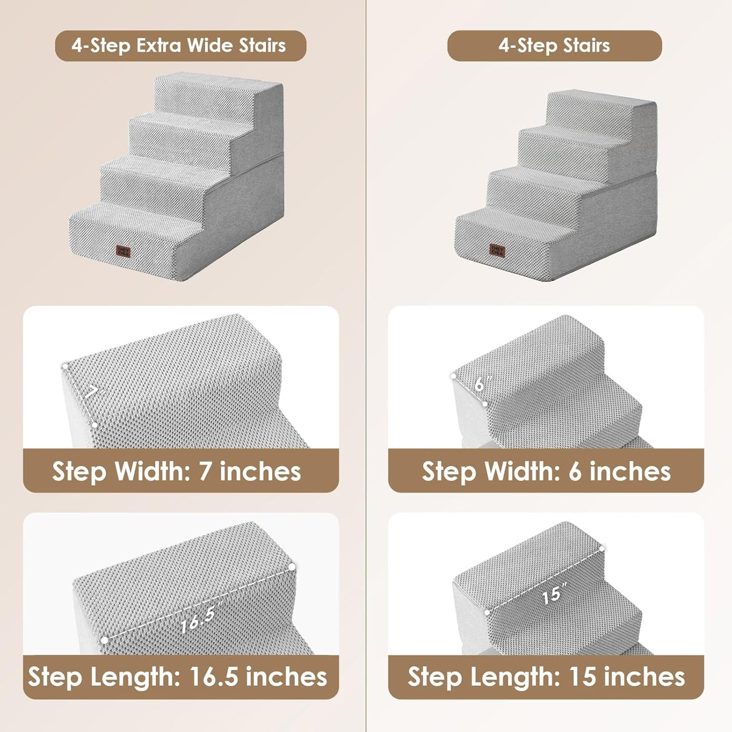 EHEYCIGA Dog Stairs for High Bed 22.5" H, 5-Step Dog Steps for Bed, Pet Steps for Small Dogs and Cats, Non-Slip Balanced Pet Ramp Indoor, Grey