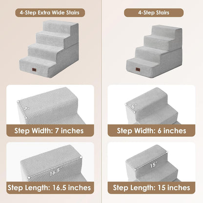 EHEYCIGA Dog Stairs for High Bed 22.5" H, 5-Step Dog Steps for Bed, Pet Steps for Small Dogs and Cats, Non-Slip Balanced Pet Ramp Indoor, Grey