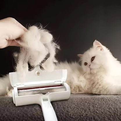 Reusable Pet Hair Remover Roller – Dog & Cat Fur Lint Cleaner for Sofa, Carpet, Bed & Car Seats – No Adhesive Required (White/Grey)
