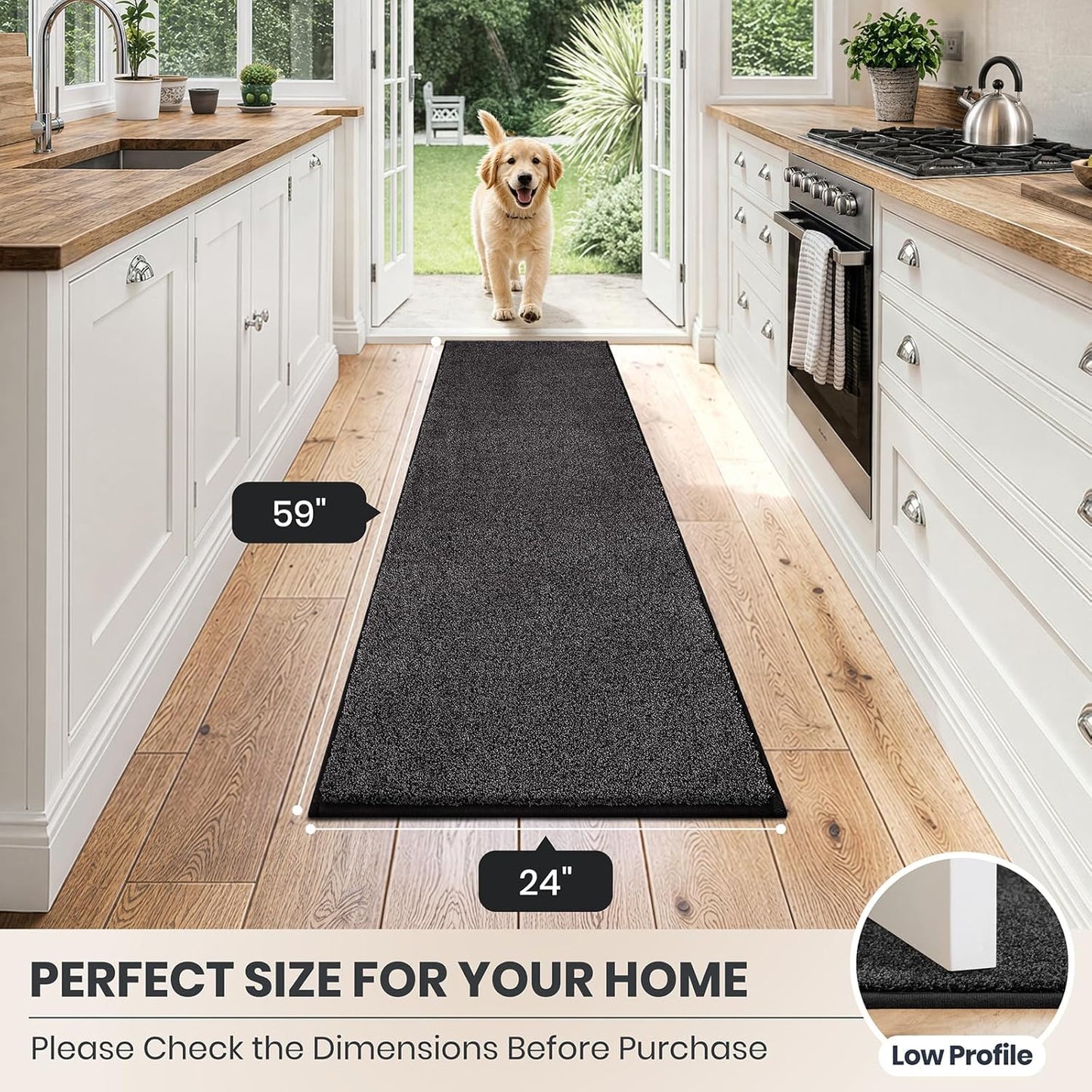 PURRUGS Dirt Trapping Door Mat 20" x 31.5", Non-Slip Machine Washable Entryway Rug, Dog Doormat, Indoor Front Door Mat, Super Absorbent Entry Rug for Muddy Shoes & Paws, Bluish Grey-Black