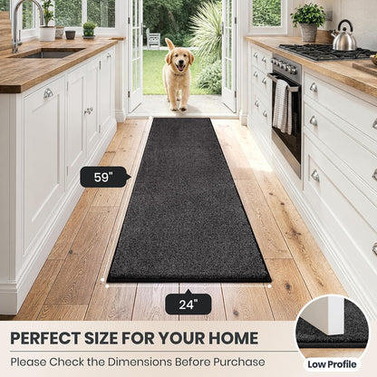 PURRUGS Dirt Trapping Door Mat 20" x 31.5", Non-Slip Machine Washable Entryway Rug, Dog Doormat, Indoor Front Door Mat, Super Absorbent Entry Rug for Muddy Shoes & Paws, Bluish Grey-Black