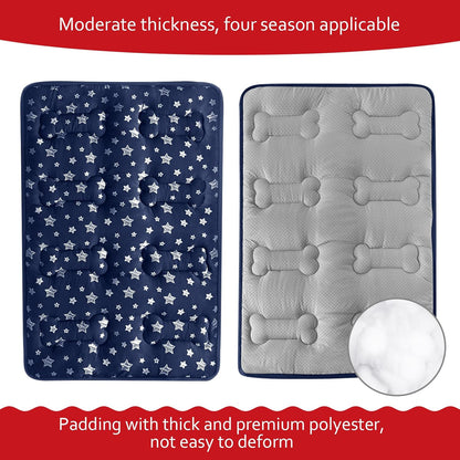 Dog Crate Bed Mat (36" X 23"), Soft Dog Bed Mat with Cute Stars, Personalized Crate Pad, Anti-Slip Bottom, Machine Washable Kennel Pad