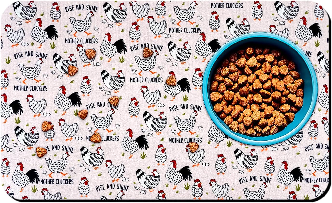 Dog Food Mats for Floors Waterproof Mat for Cat Food and Water Bowls - Absorbent Quick Dry Non Slip Mat for Pet Feeding