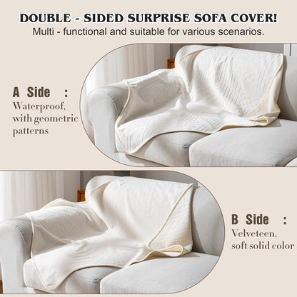 Waterproof Couch Cover, Reversible, Pet-Friendly, Washable and Anti-Slip Couch Covers for Sofa Protection with 3 Cushions, Sofa Slipcovers for Dogs and Cats (71×118in/Brown)