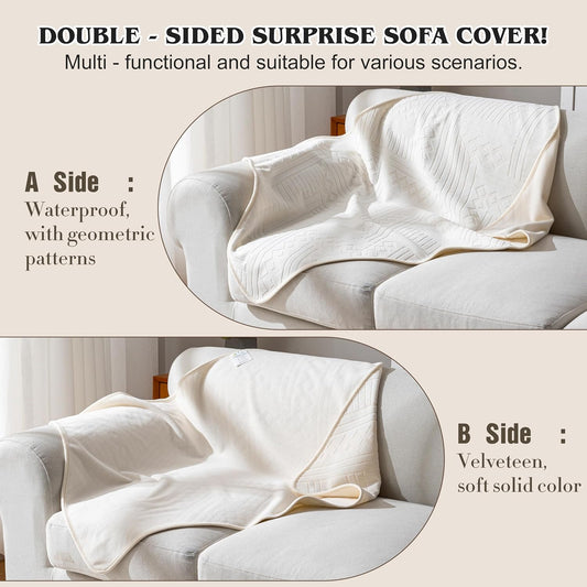 Waterproof Couch Cover, Reversible, Pet-Friendly, Washable and Anti-Slip Couch Covers for Sofa Protection with 3 Cushions, Sofa Slipcovers for Dogs and Cats (71×118in/Brown)
