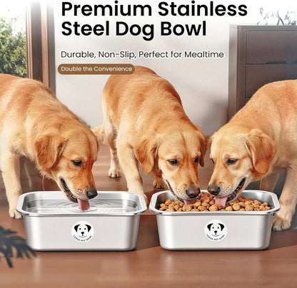 Stainless Steel Dog Bowls for Large Dogs, High Capacity Metal Dog Food Bowls, Food and Water Bowl for Larges, X-Large, and Big Dogs 1.25 Gallons