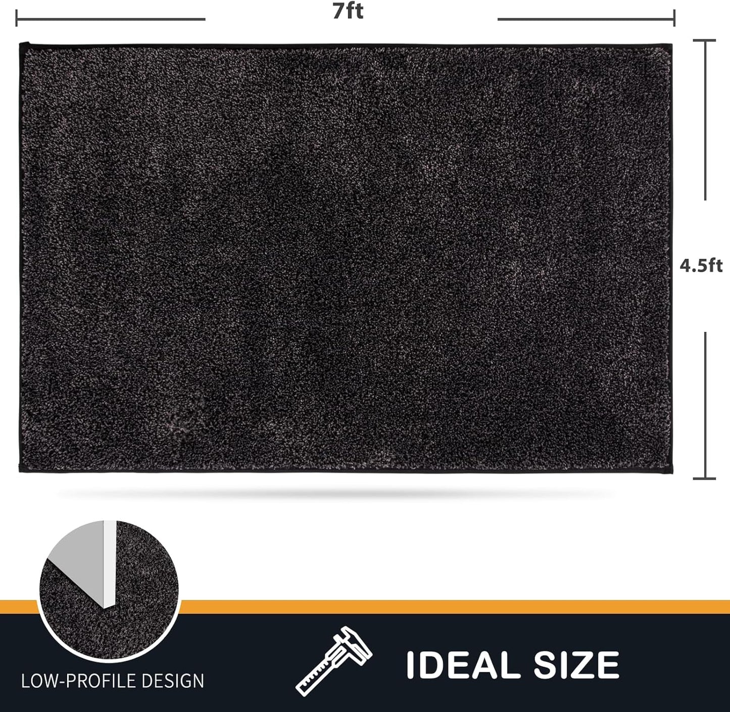 PURRUGS Dirt Trapping Door Mat 20" x 31.5", Non-Slip Machine Washable Entryway Rug, Dog Doormat, Indoor Front Door Mat, Super Absorbent Entry Rug for Muddy Shoes & Paws, Bluish Grey-Black